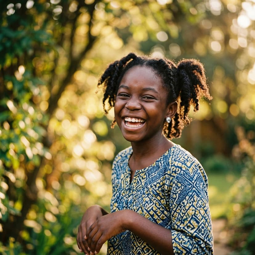 Young Nigerian woman smiling, confident about her cycle and skin