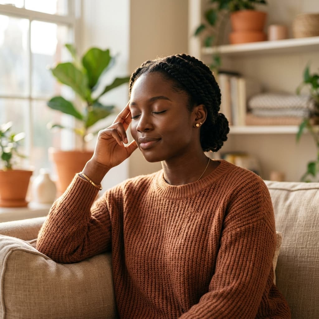 Nigerian woman tracking her menstrual cycle with the HerCycle Telegram assistant